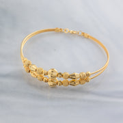 2 Line Kid's Beads Cuff Bracelet (D44) - 925 Silver & 24K Gold Plated - Falaq Jewellery Oman