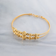 2 Line Kid's Beads Cuff Bracelet (D48) - 925 Silver & 24K Gold Plated - Falaq Jewellery Oman