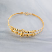 2 Line Kid's Beads Cuff Bracelet (D50) - 925 Silver & 24K Gold Plated - Falaq Jewellery Oman