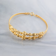 2 Line Kid's Beads Cuff Bracelet (D51) - 925 Silver & 24K Gold Plated - Falaq Jewellery Oman