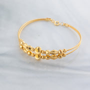 2 Line Kid's Beads Cuff Bracelet (D81) - 925 Silver & 24K Gold Plated - Falaq Jewellery Oman