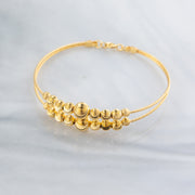 2 Line Kid's Beads Cuff Bracelet (D84) - 925 Silver & 24K Gold Plated - Falaq Jewellery Oman