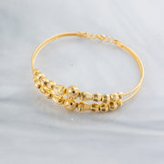 2 Line Kid's Beads Cuff Bracelet (D87) - 925 Silver & 24K Gold Plated - Falaq Jewellery Oman