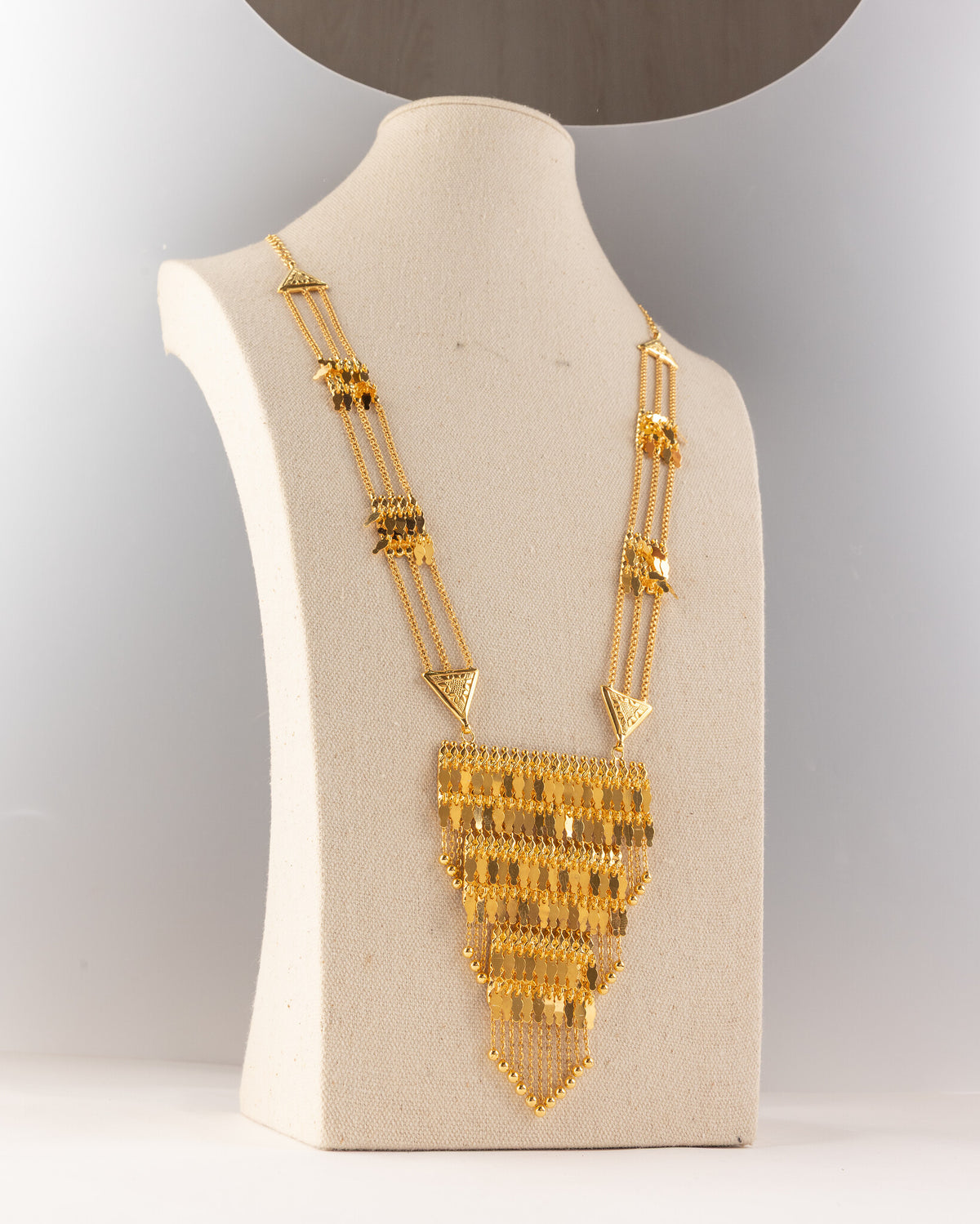 3 Line Emirati Necklace (D2) - 925 Silver & 24K Gold Plated - Falaq Jewellery Oman