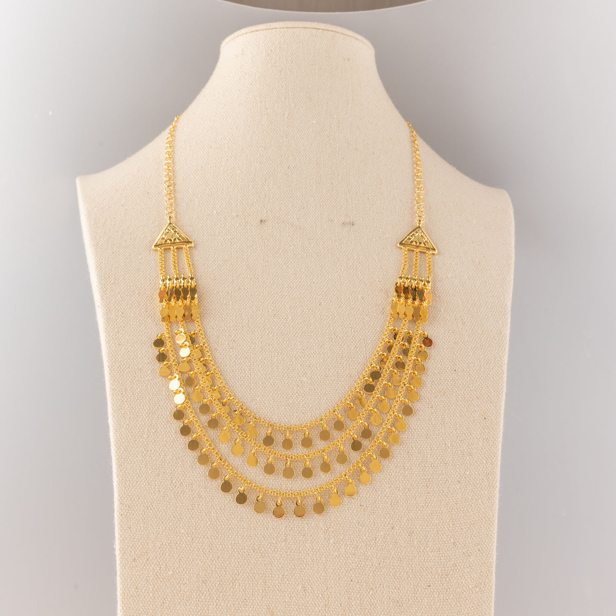 3 Line Emirati Necklace (D3) - 925 Silver & 24K Gold Plated - Falaq Jewellery Oman