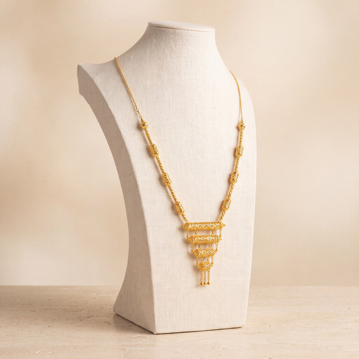 3 Step Mala Necklace 27 on travertine