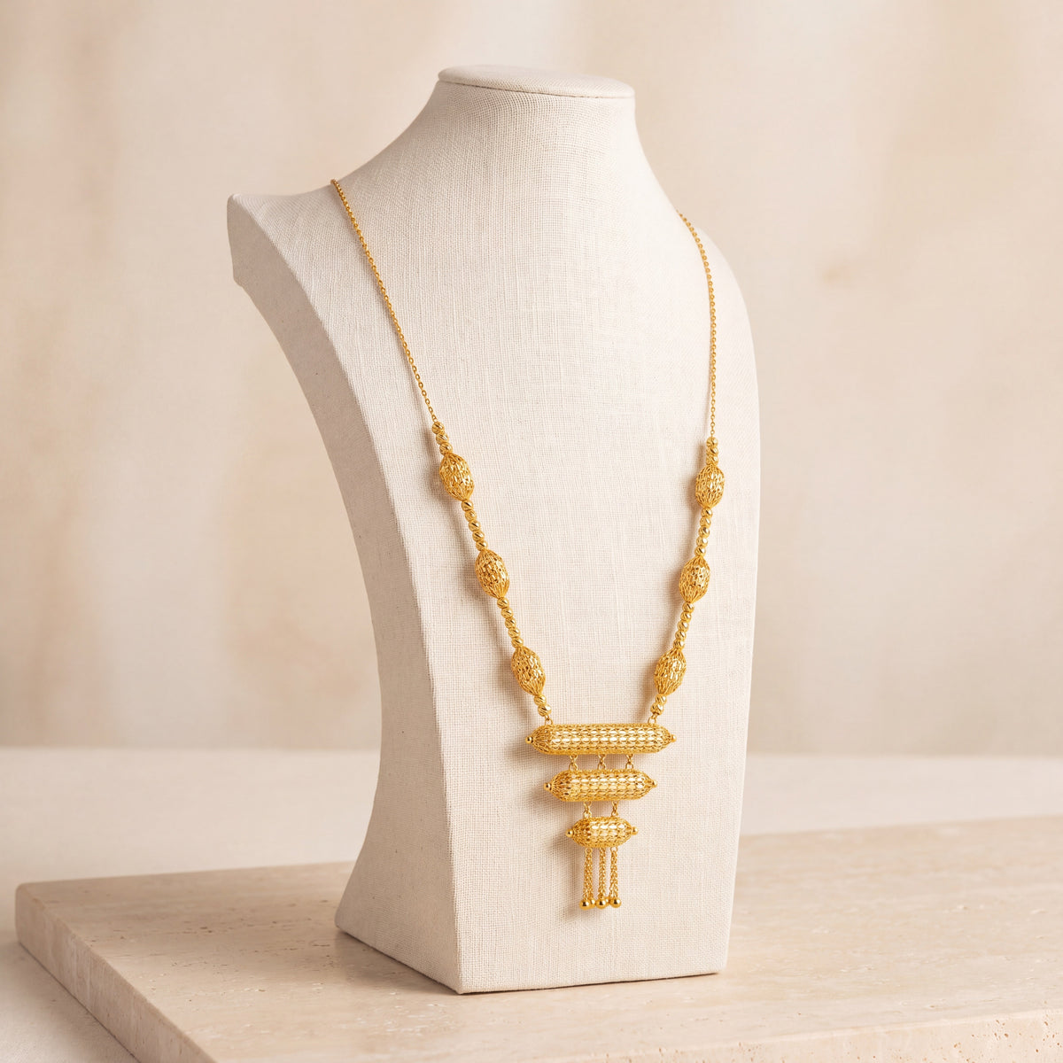 3 Step Mala Necklace 4 on travertine