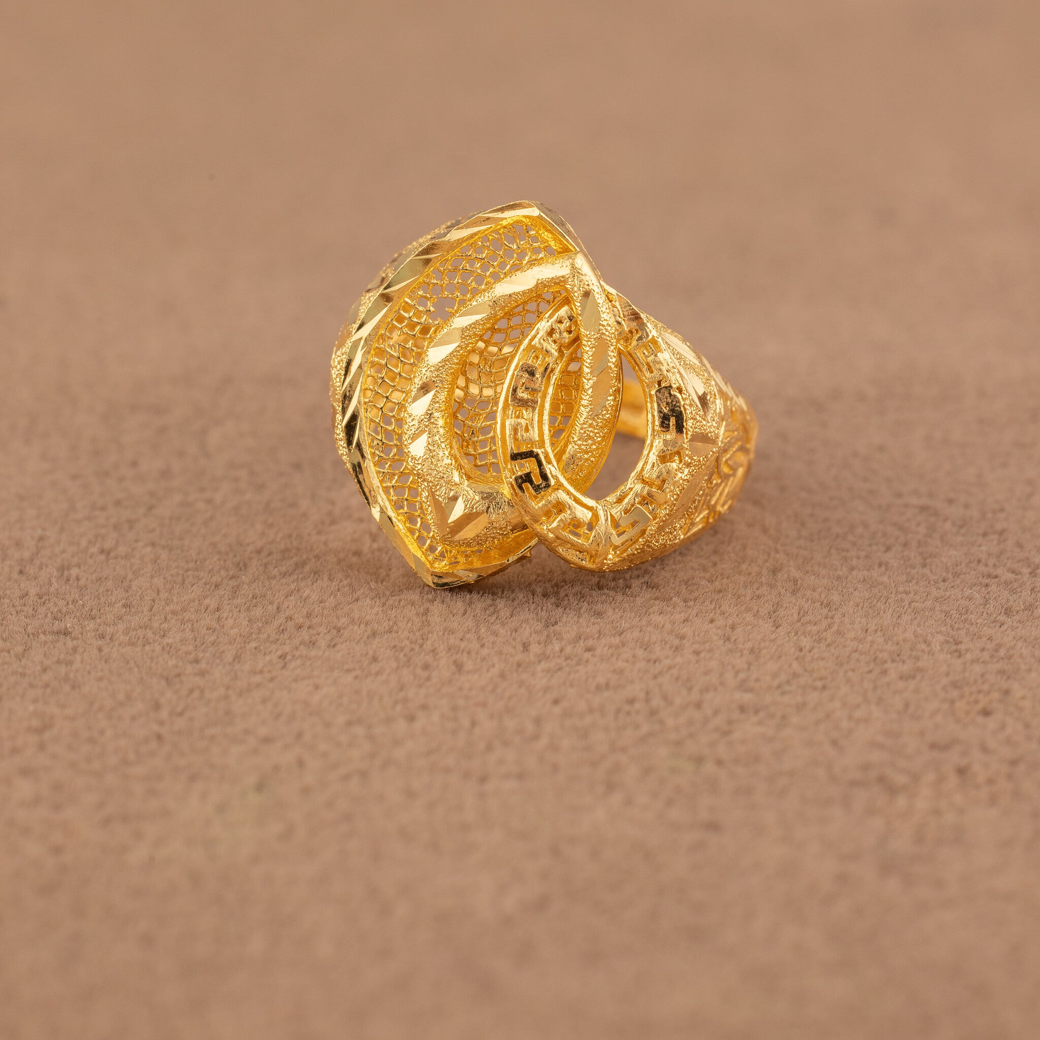 3D RP Rings (D396) - 925 Silver & 24K Gold Plated - Falaq Jewellery Oman