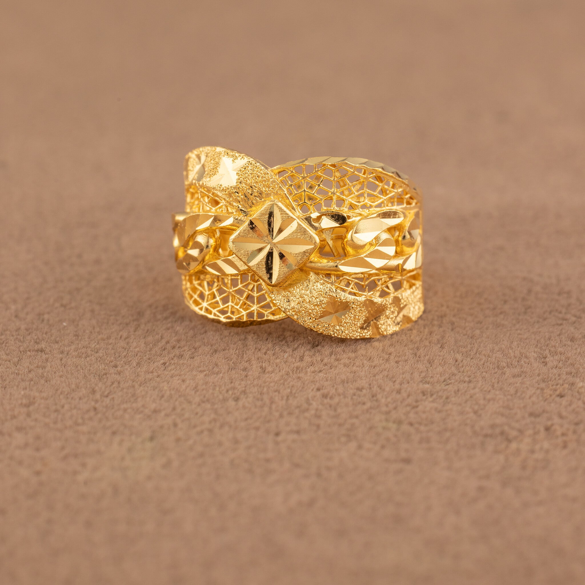 3D RP Rings (D419) - 925 Silver & 24K Gold Plated - Falaq Jewellery Oman
