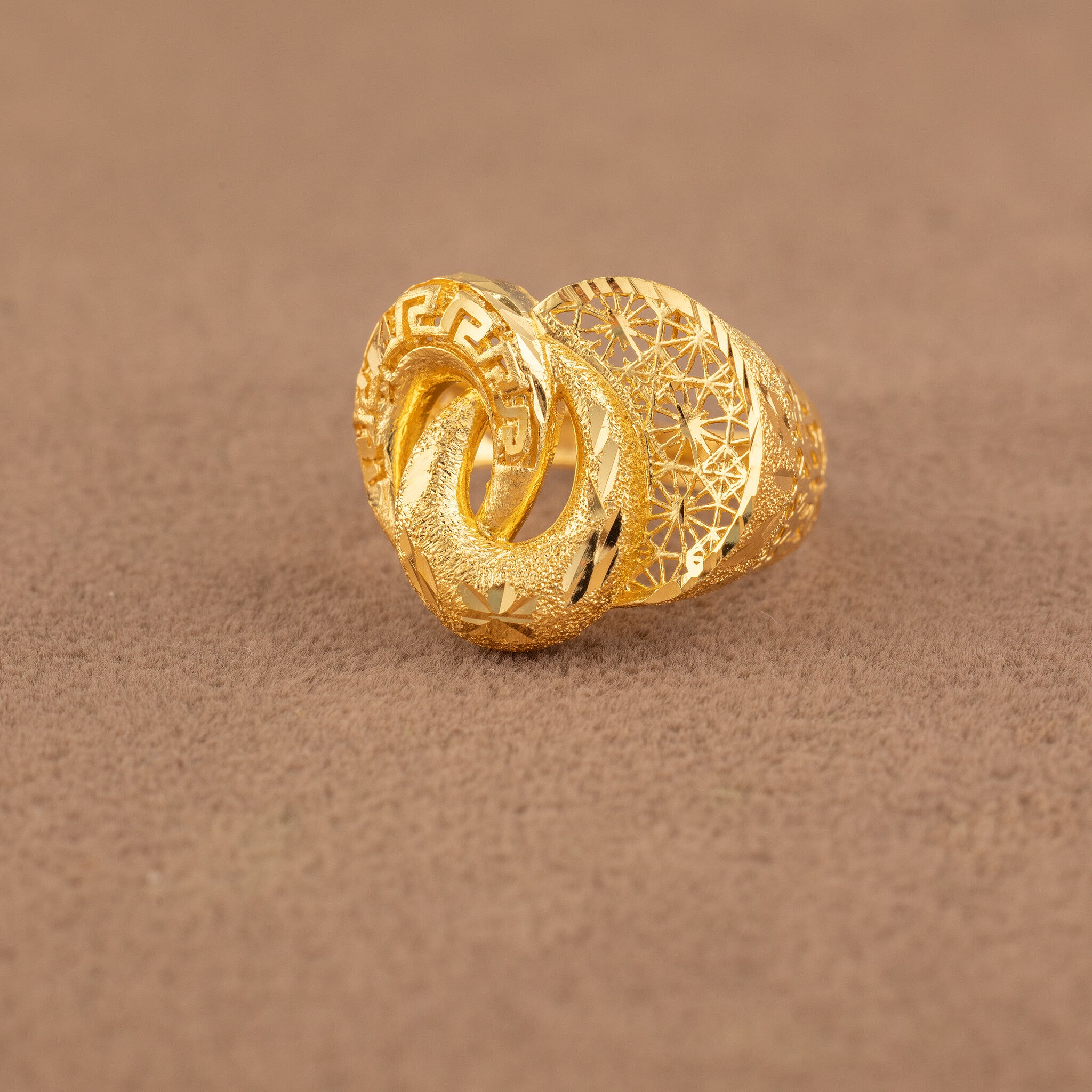 3D RP Rings (D476) - 925 Silver & 24K Gold Plated - Falaq Jewellery Oman