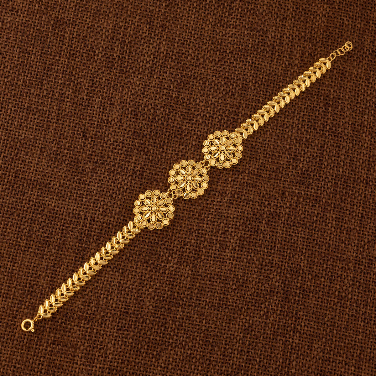 RP 3 Piece Bracelet with Leaf (D1) - 925 Silver & 24K Gold Plated - Falaq Jewellery Oman