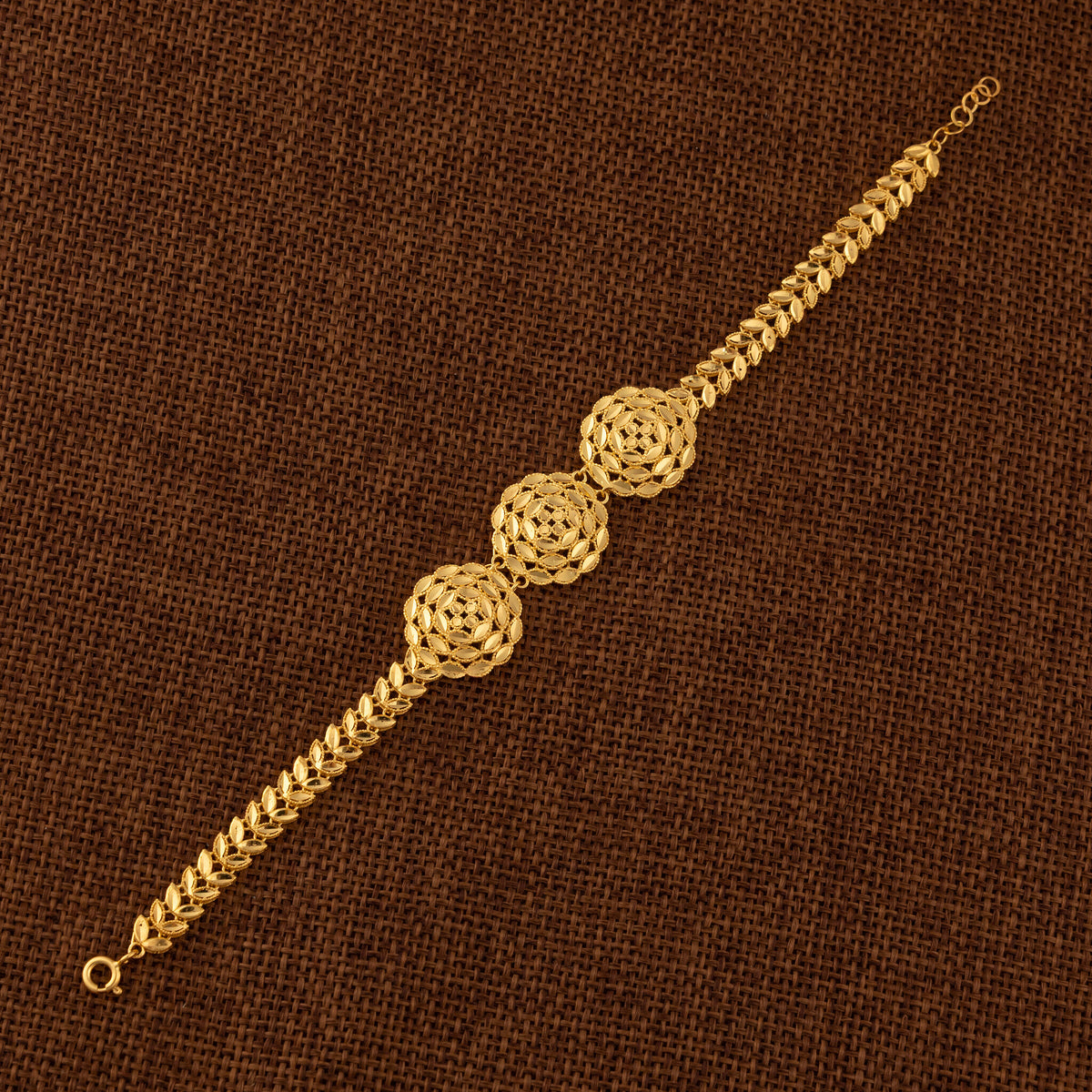 RP 3 Piece Bracelet with Leaf (D2) - 925 Silver & 24K Gold Plated - Falaq Jewellery Oman
