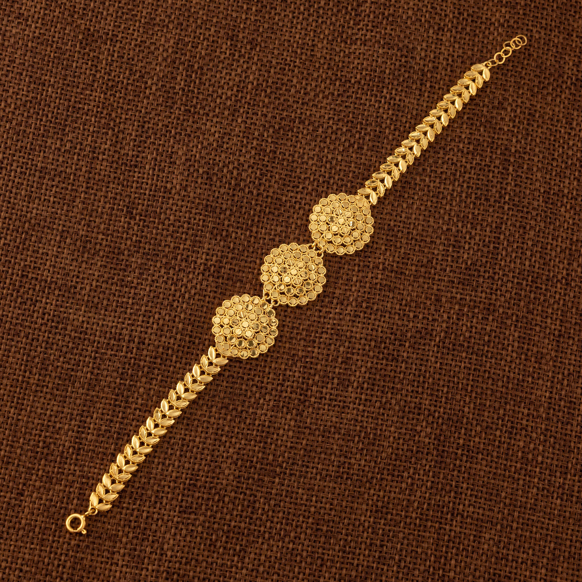 RP 3 Piece Bracelet with Leaf (D3) - 925 Silver & 24K Gold Plated - Falaq Jewellery Oman