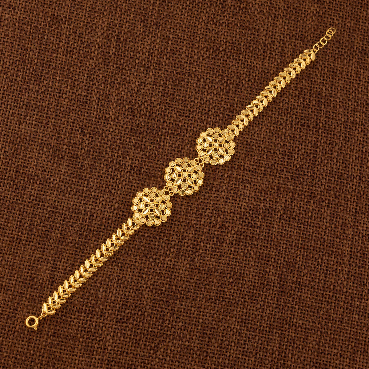 RP 3 Piece Bracelet with Leaf (D4) - 925 Silver & 24K Gold Plated - Falaq Jewellery Oman