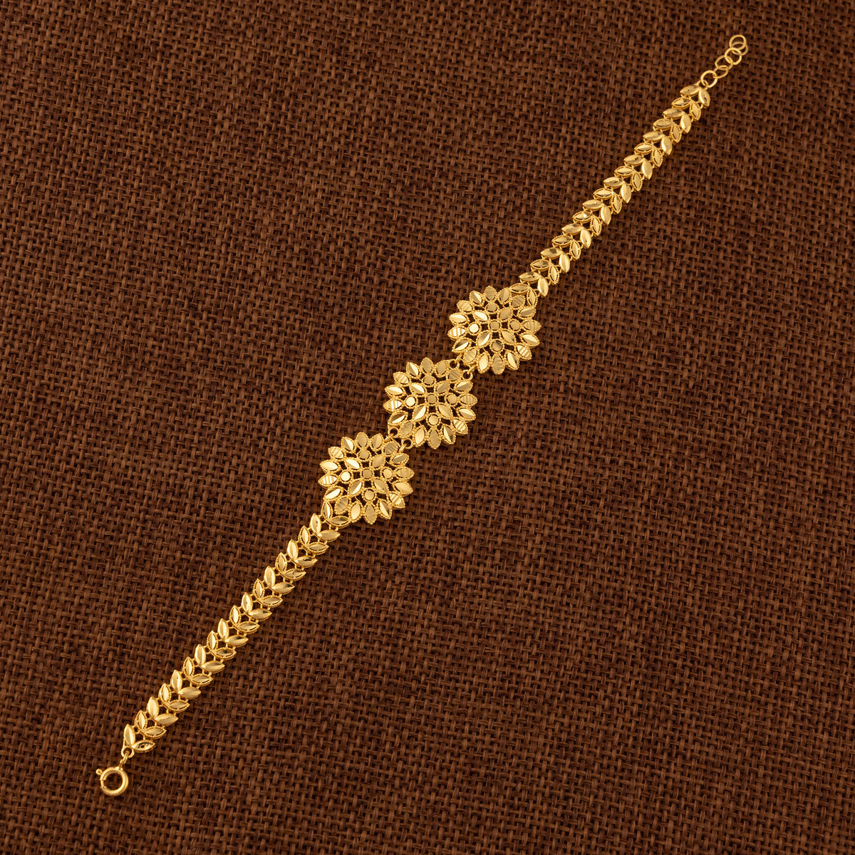 RP 3 Piece Bracelet with Leaf (D5) - 925 Silver & 24K Gold Plated - Falaq Jewellery Oman