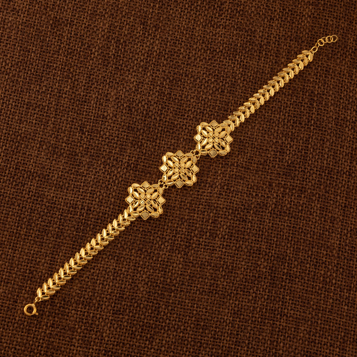 RP 3 Piece Bracelet with Leaf (D6) - 925 Silver & 24K Gold Plated - Falaq Jewellery Oman