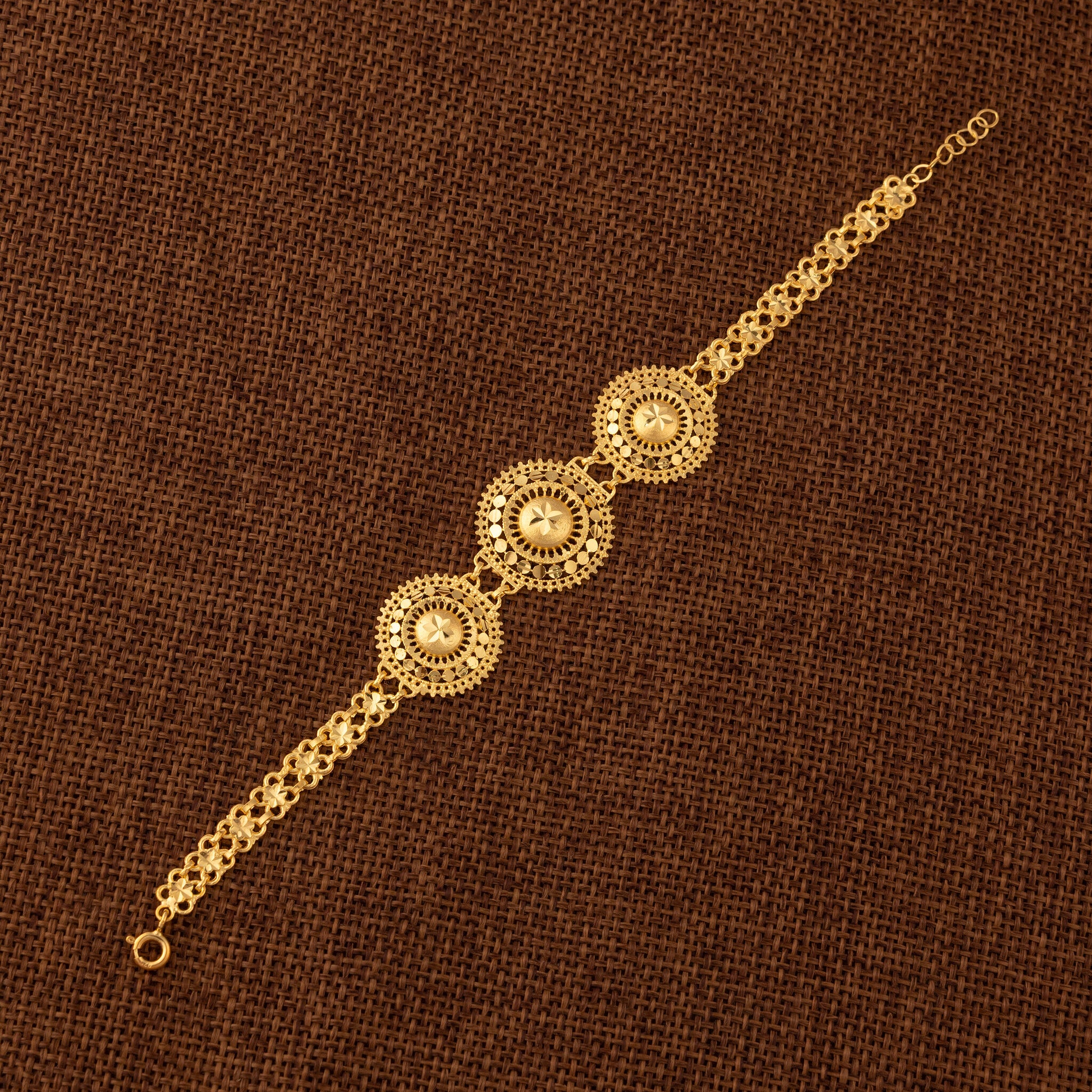 RP 3 Piece Bracelet / Patta (D7) - 925 Silver & 24K Gold Plated - Falaq Jewellery Oman