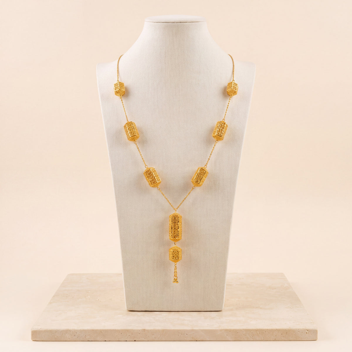 7 Piece RP Mala Necklace 1 on travertine
