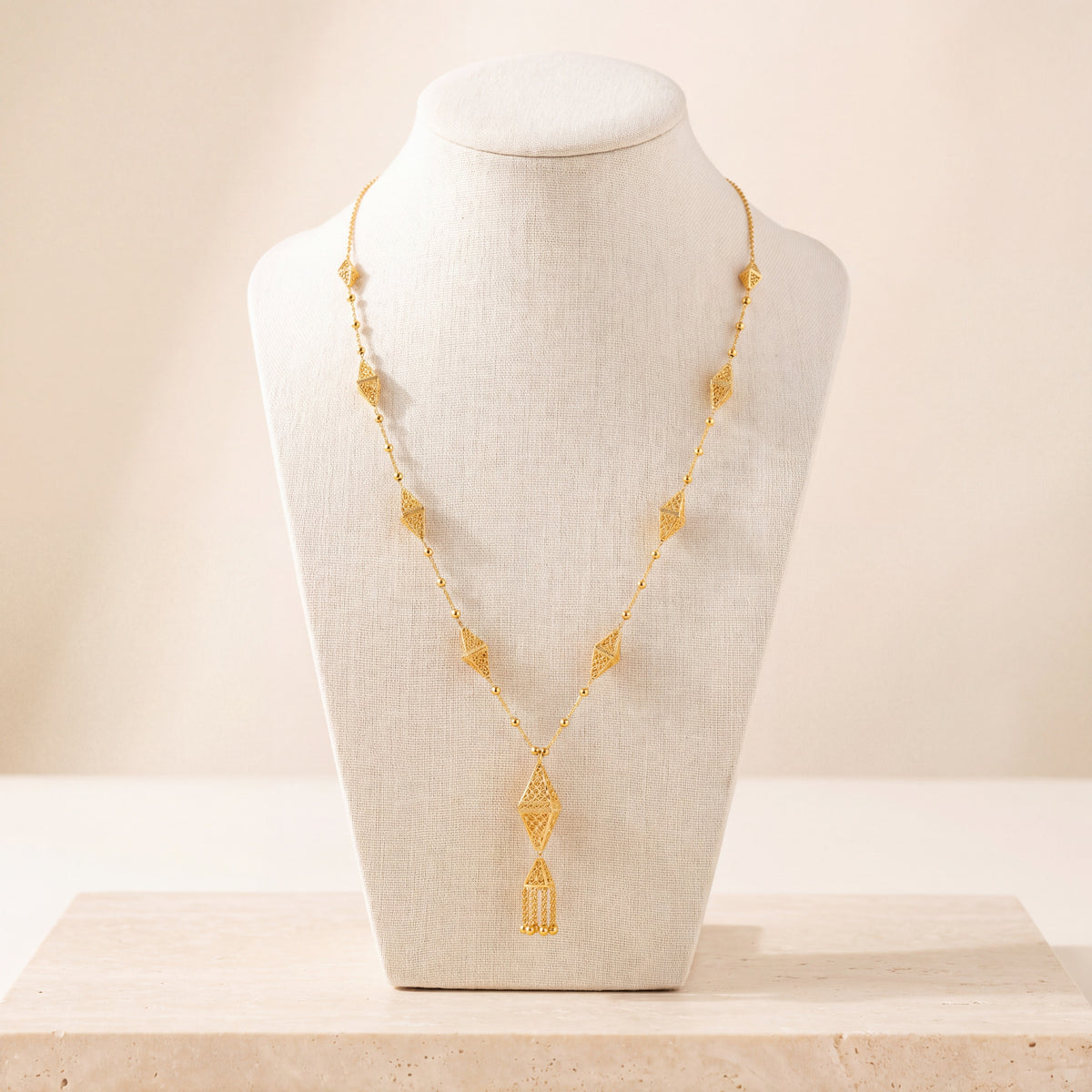 7 Piece RP Mala Necklace 106 on travertine