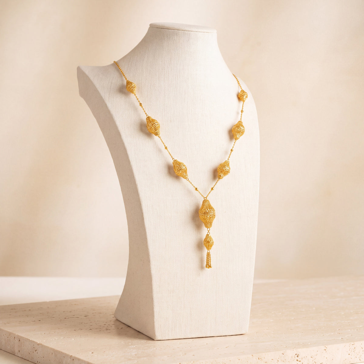 7 Piece RP Mala Necklace 15 on travertine
