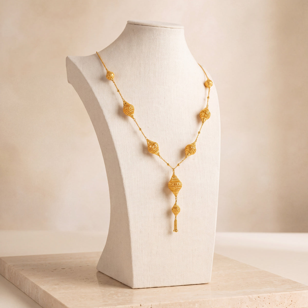 7 Piece RP Mala Necklace 17 on travertine