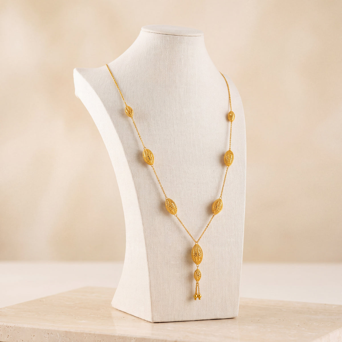 7 Piece RP Mala Necklace 23 on travertine