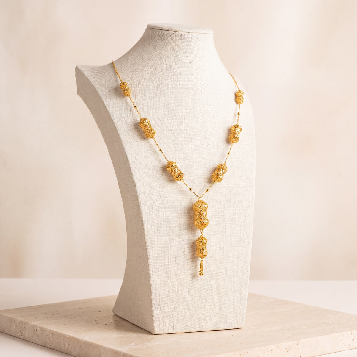 7 Piece RP Mala Necklace 28 on travertine