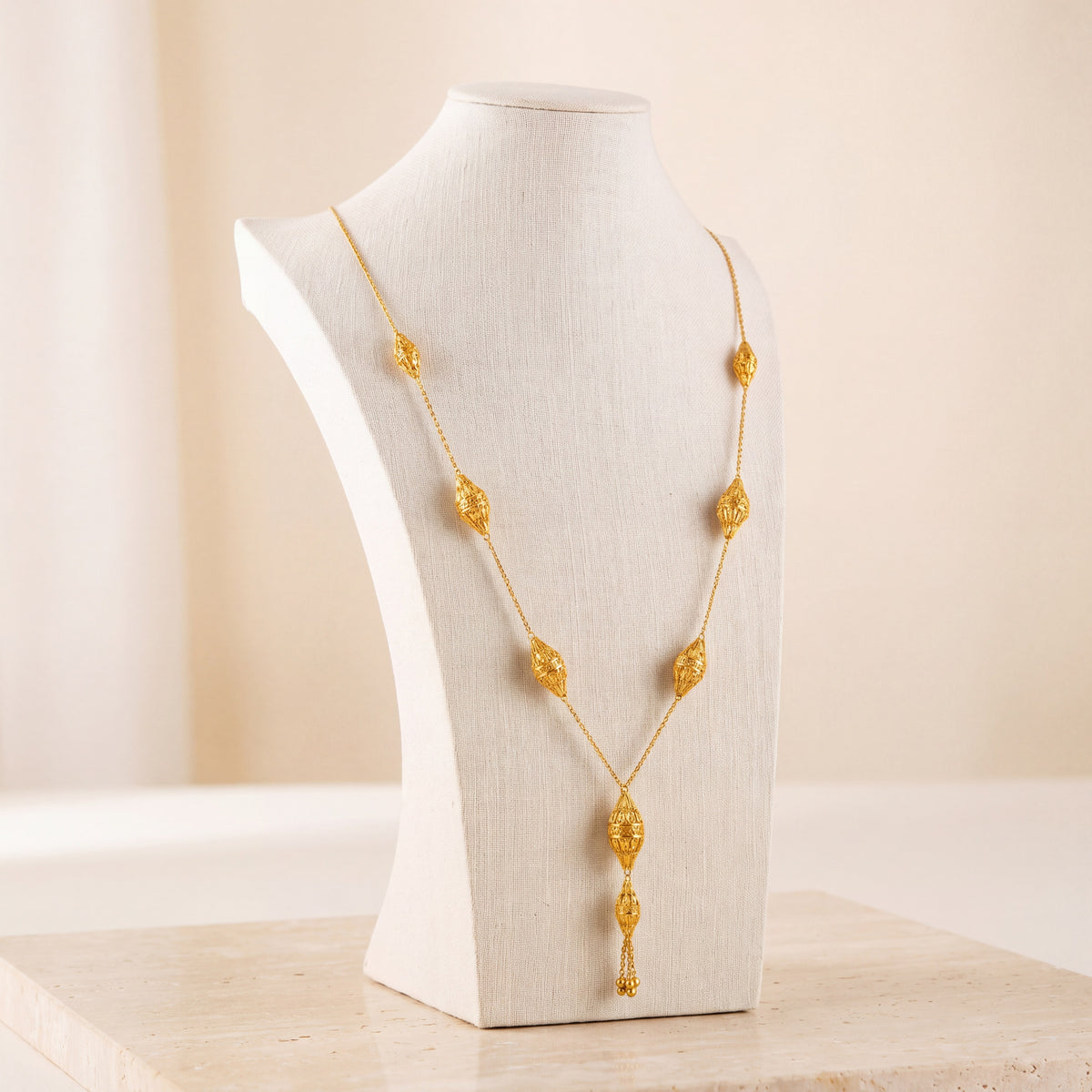 7 Piece RP Mala Necklace 43 on travertine