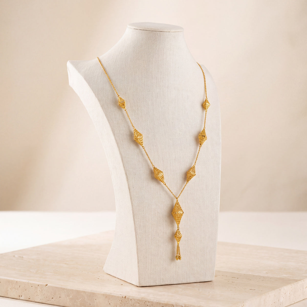 7 Piece RP Mala Necklace 46 on travertine