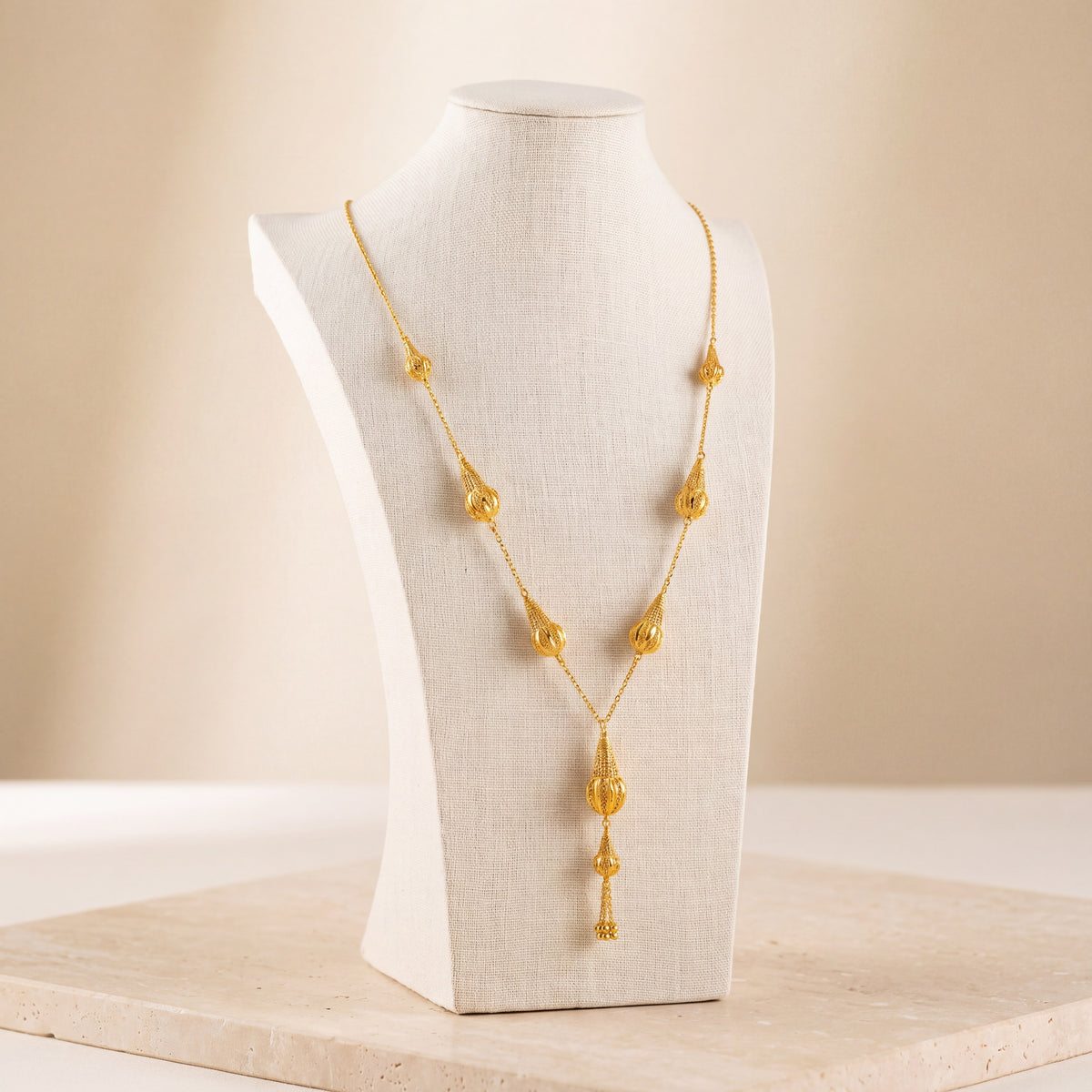 7 Piece RP Mala Necklace 48 on travertine
