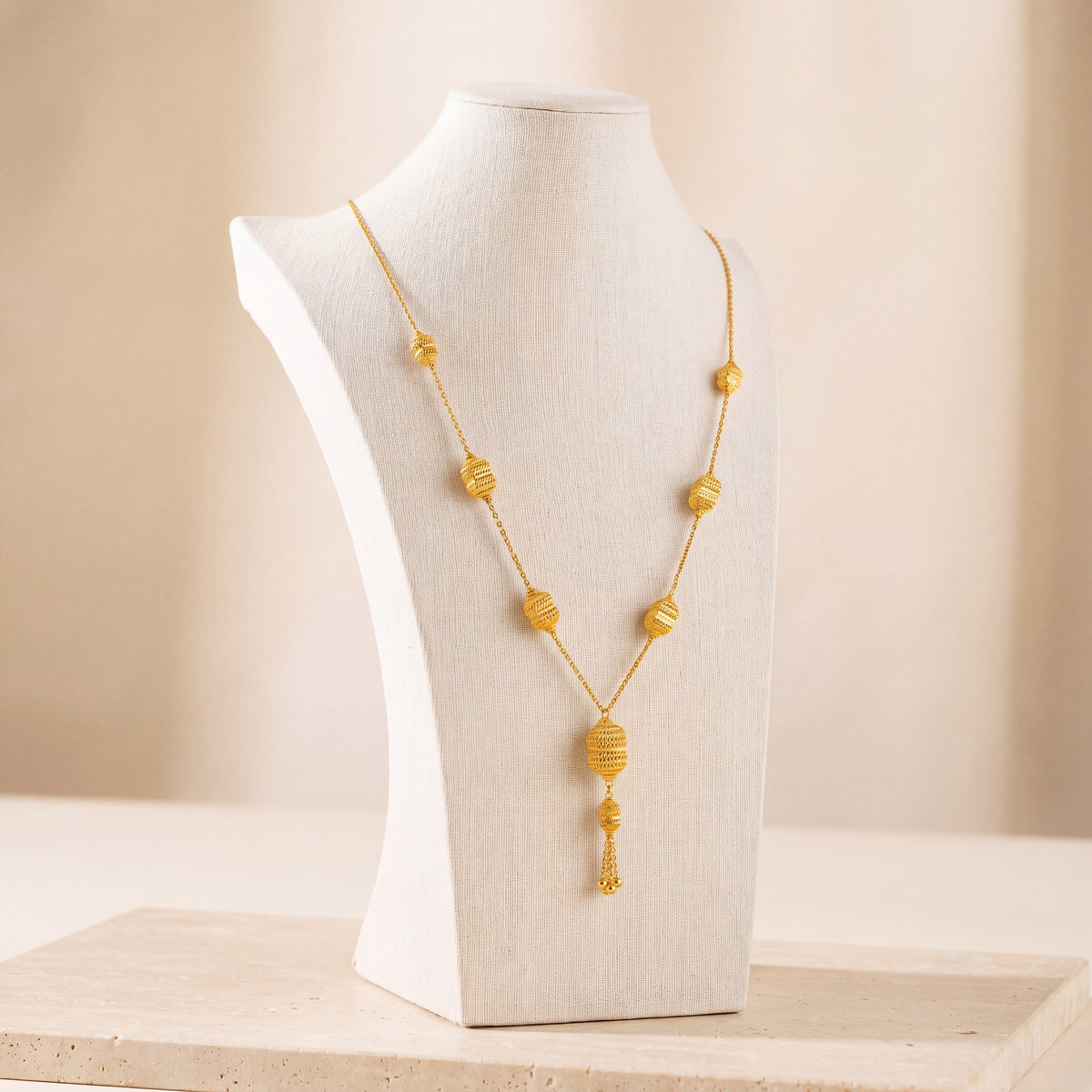 7 Piece RP Mala Necklace 49 on travertine