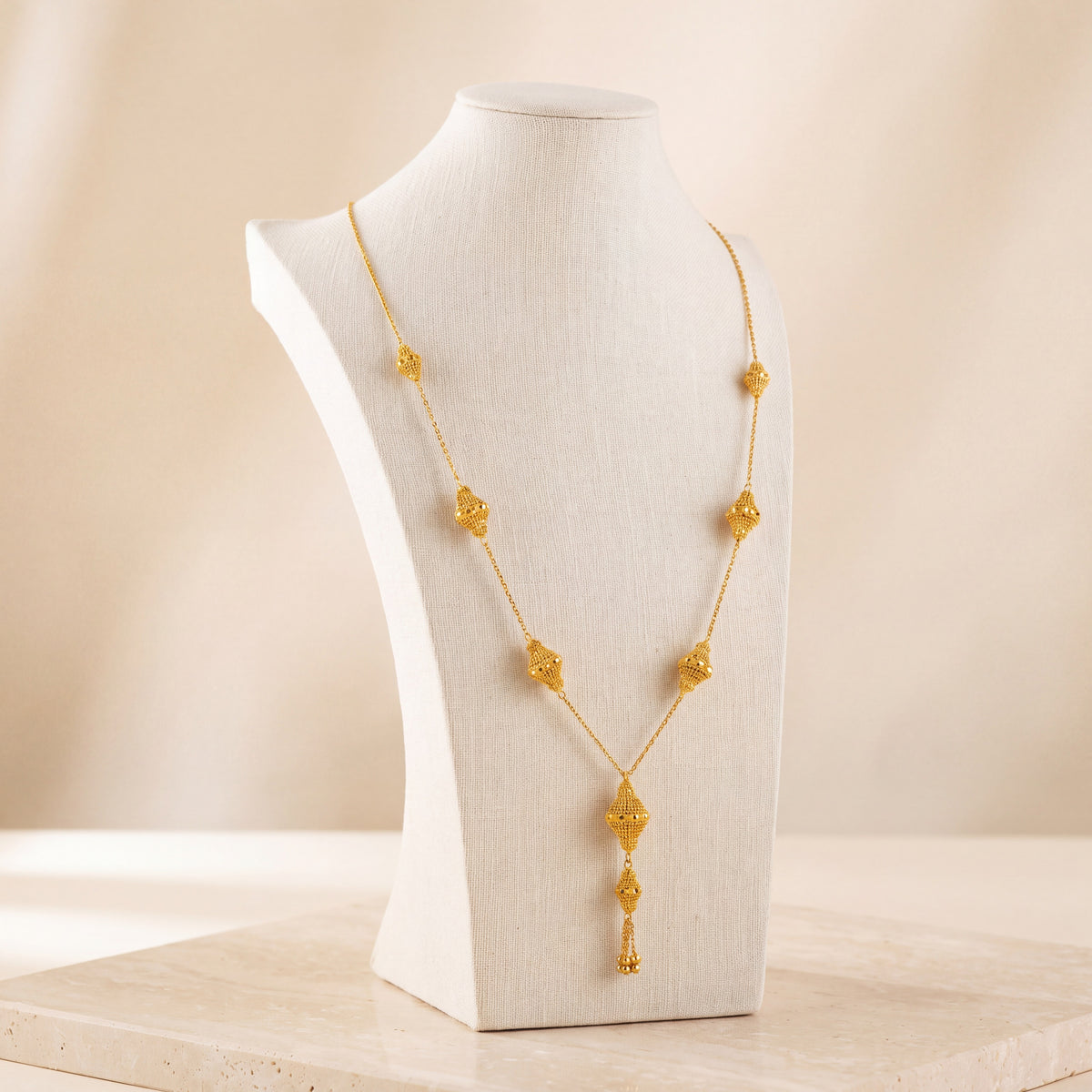 7 Piece RP Mala Necklace 52 on travertine