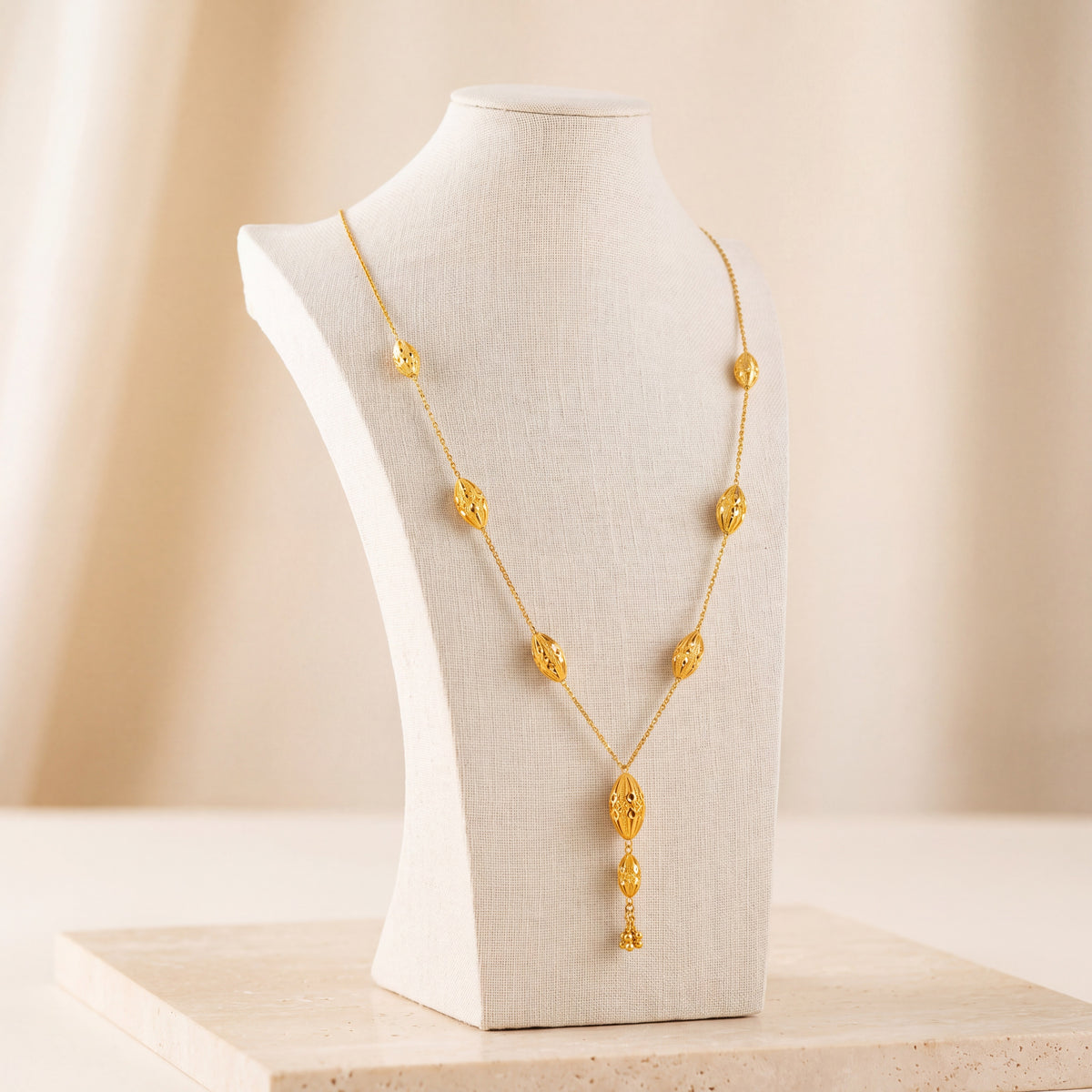 7 Piece RP Mala Necklace 54 on travertine