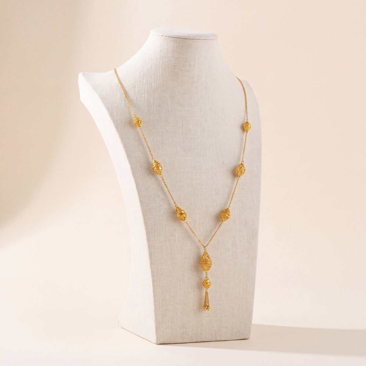 7 Piece RP Mala Necklace 57, 925 silver 24K gold plated