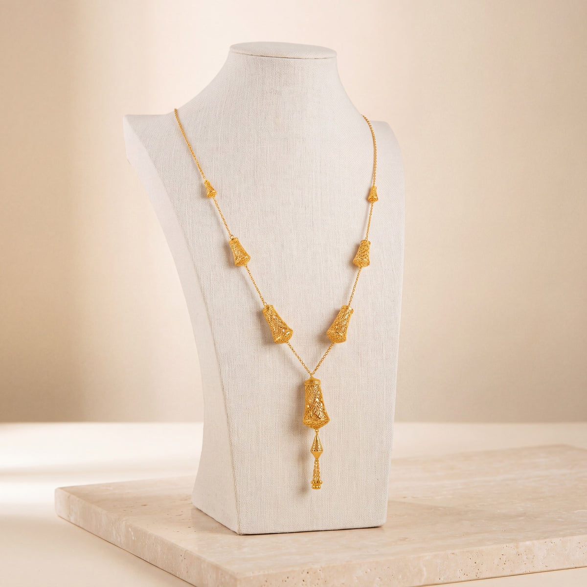 7 Piece RP Mala Necklace 62 on travertine