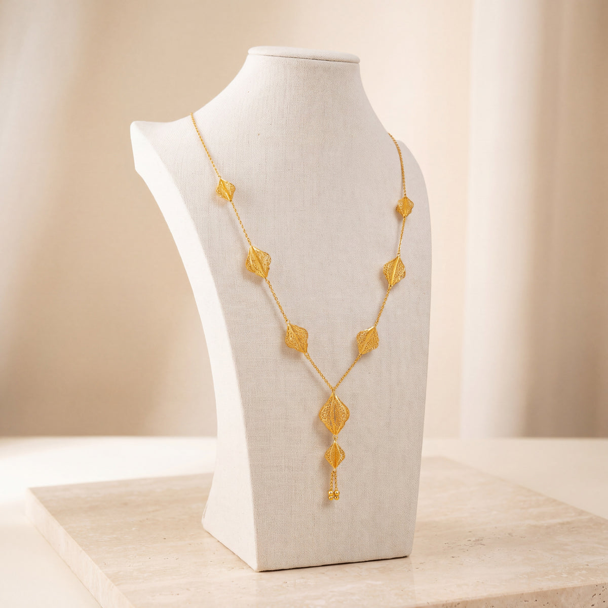 7 Piece RP Mala Necklace 63 on travertine