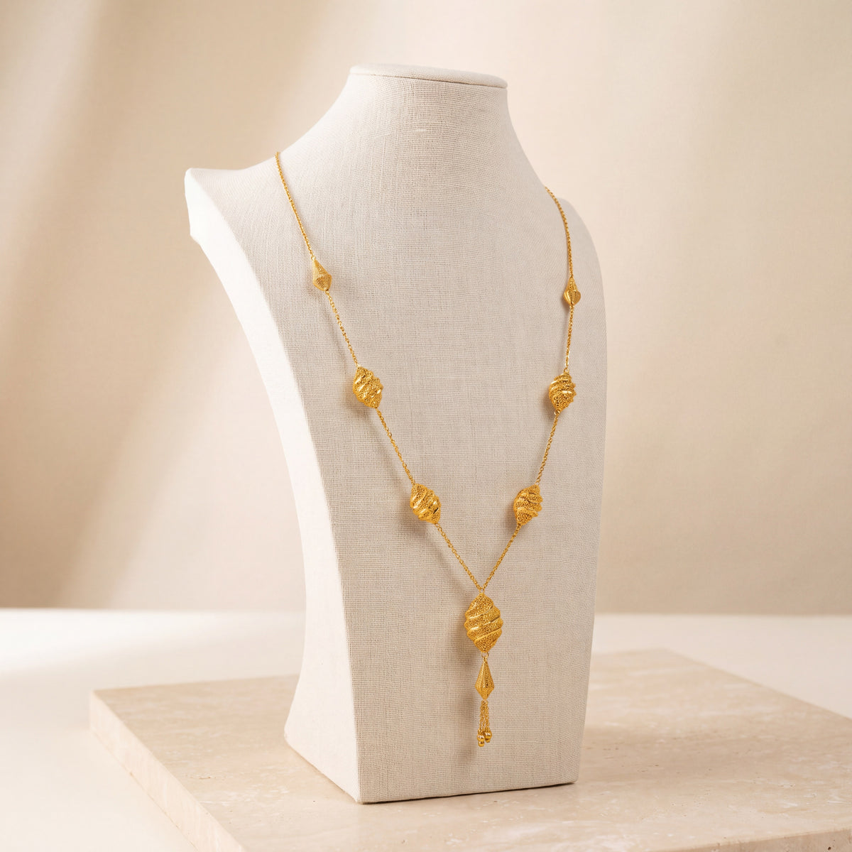 7 Piece RP Mala Necklace 64 on travertine