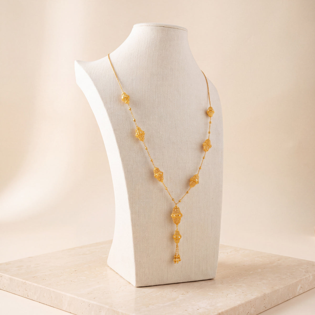 7 Piece RP Mala Necklace 68 on travertine
