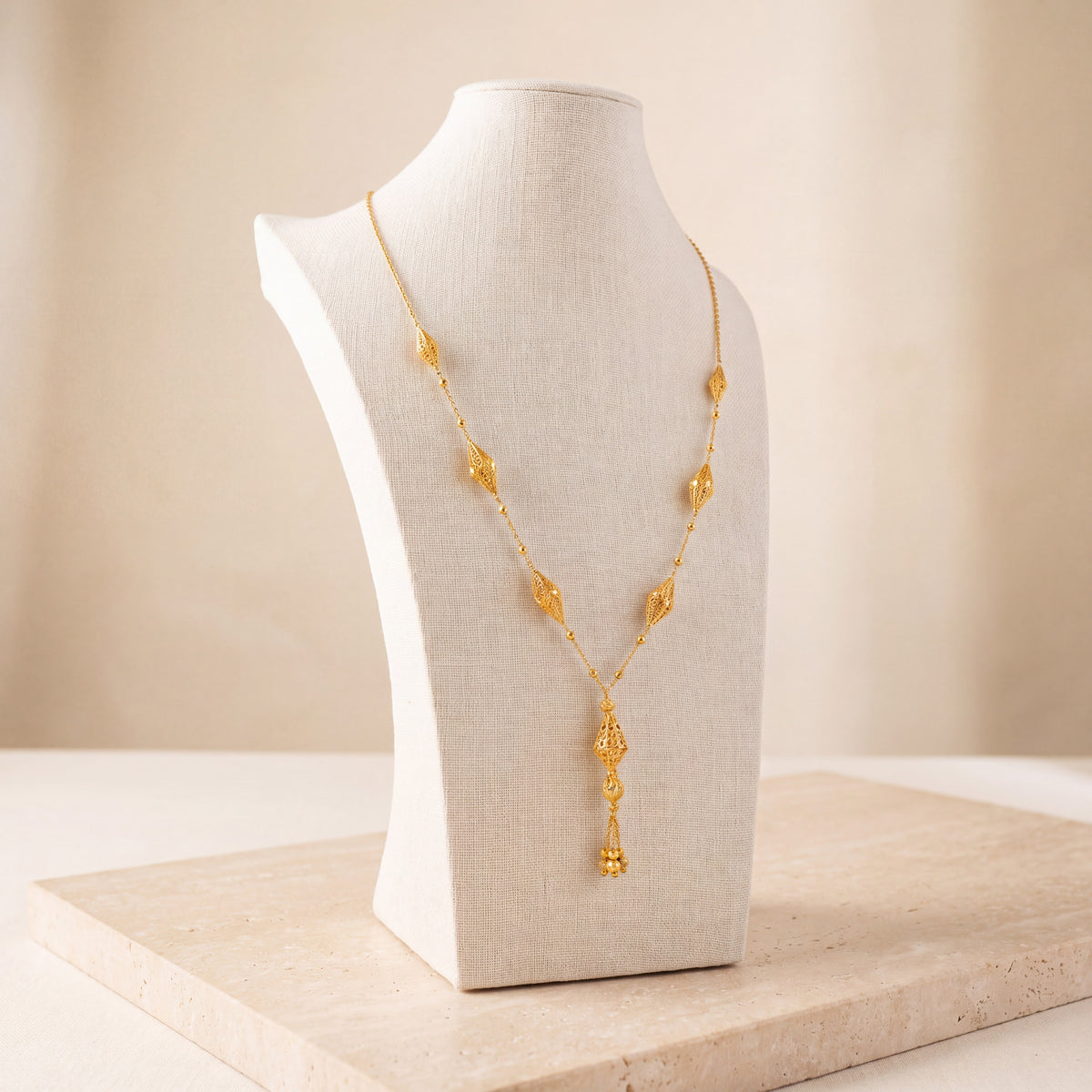 7 Piece RP Mala Necklace 82 on travertine