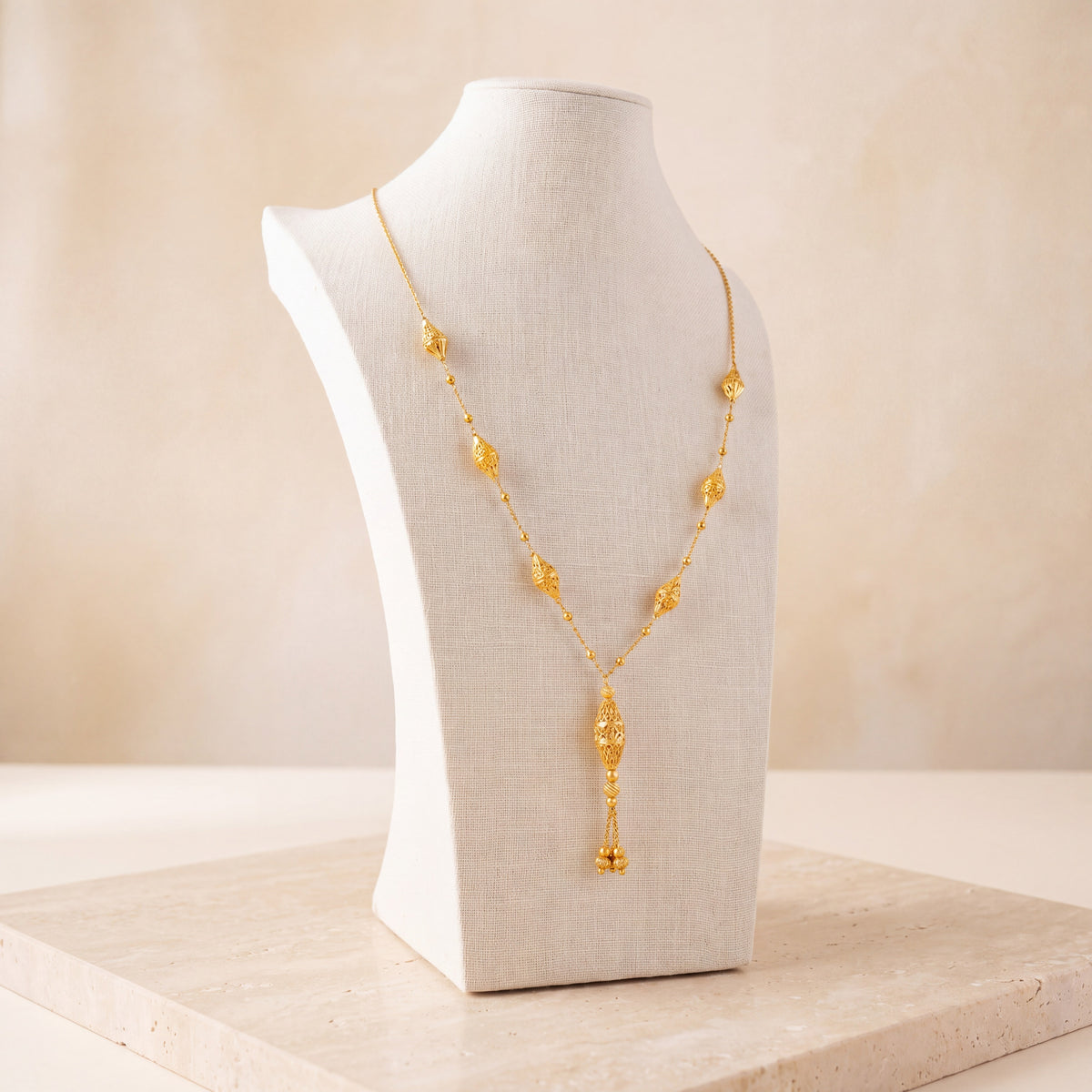 7 Piece RP Mala Necklace 89 on travertine