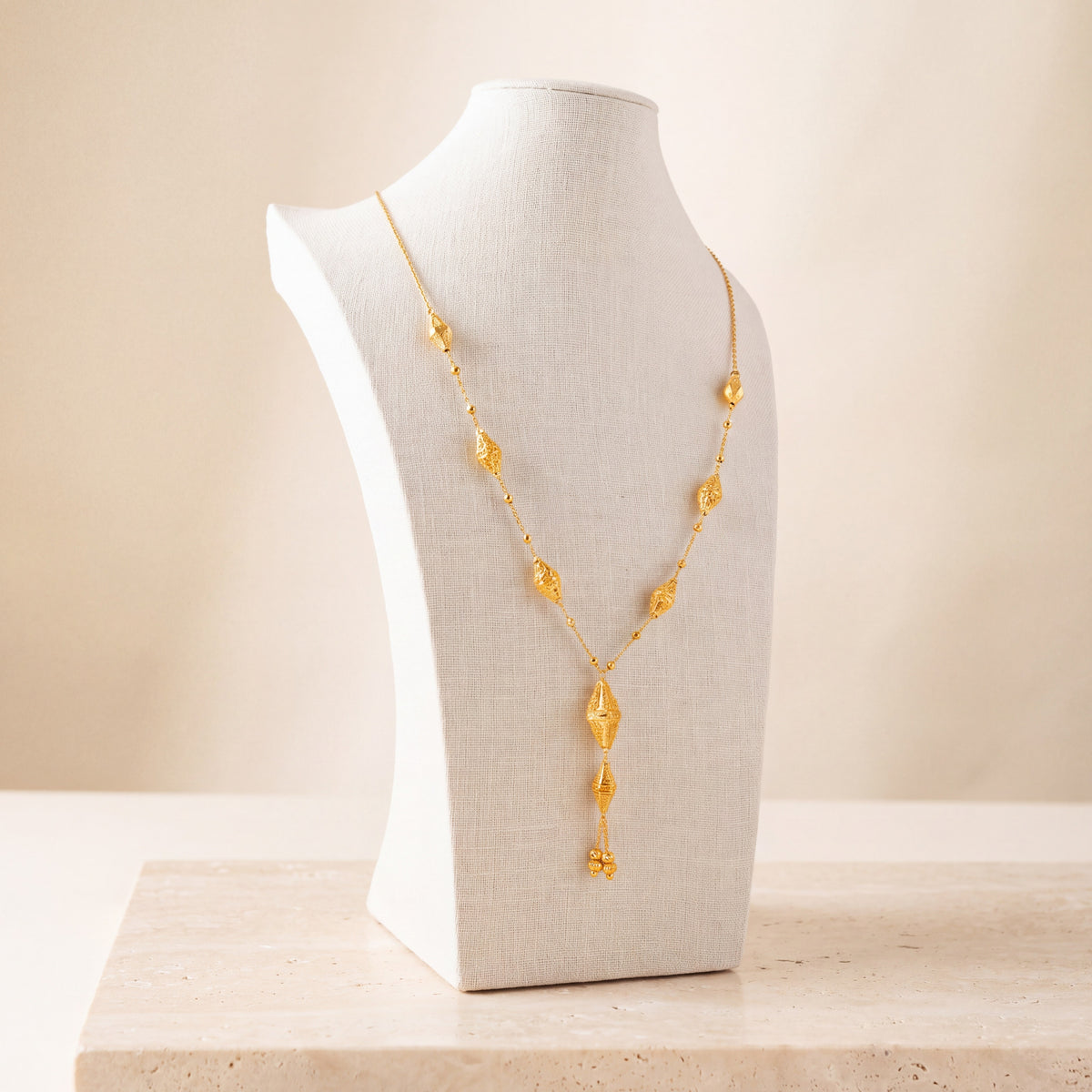 7 Piece RP Mala Necklace 91 on travertine