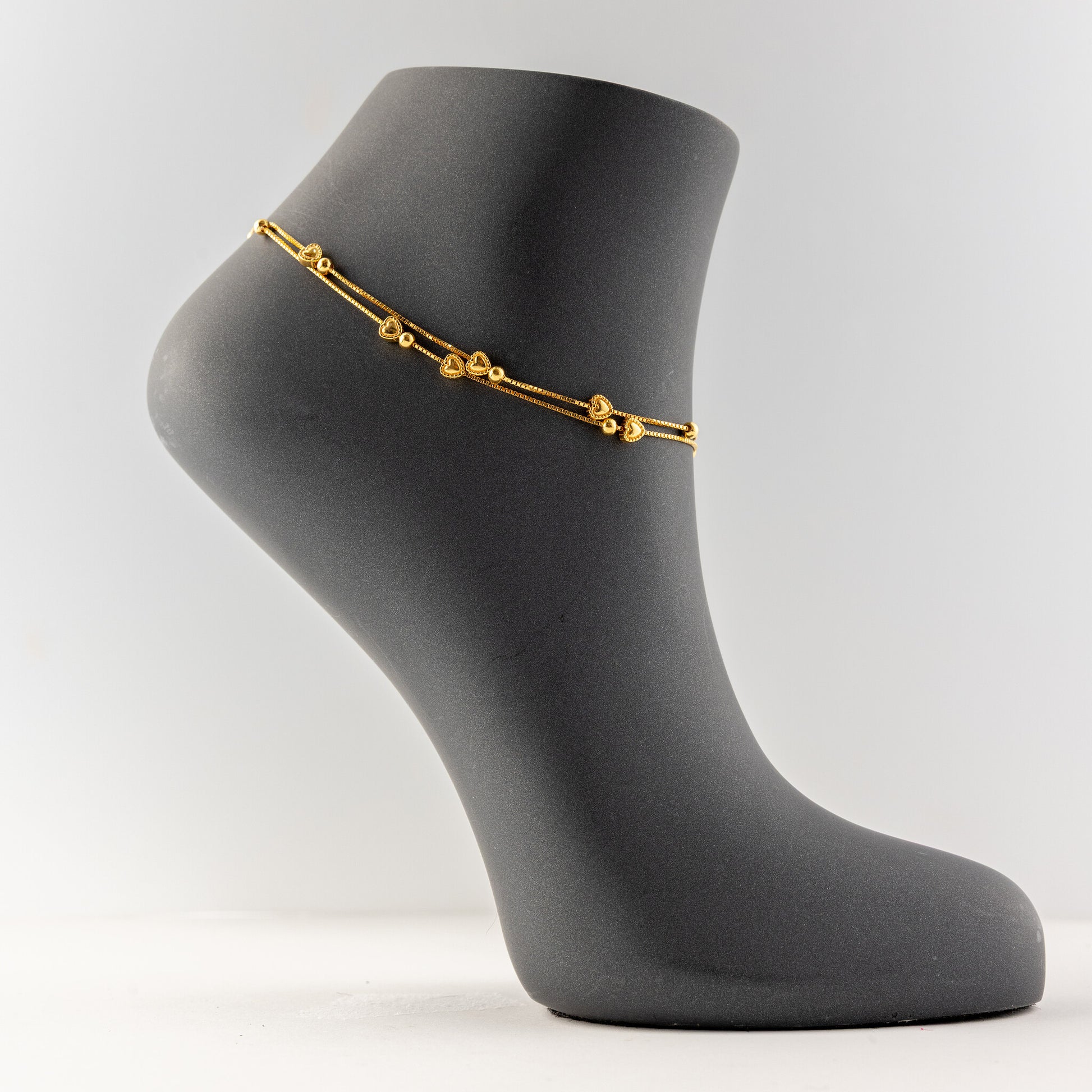 Anklet (D74) - 925 Silver & 24K Gold Plated - Falaq Jewellery Oman