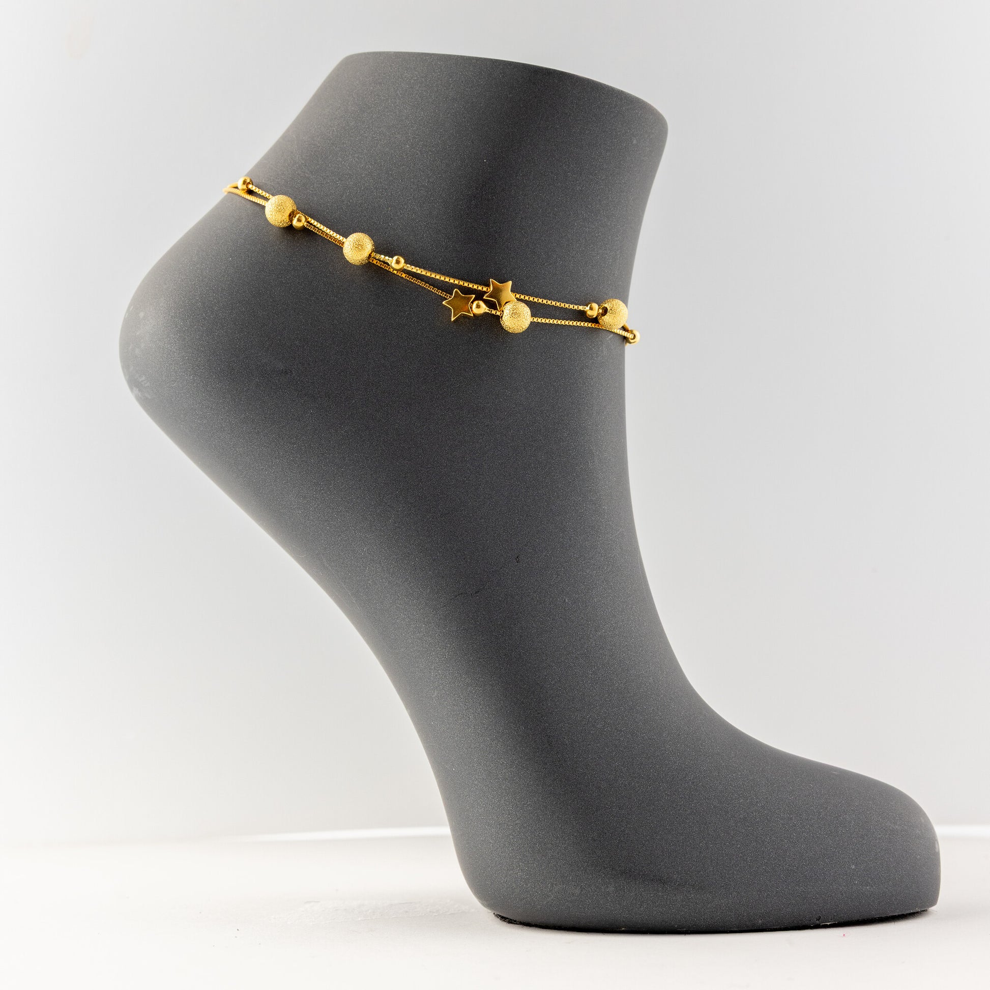 Anklet (D75) - 925 Silver & 24K Gold Plated - Falaq Jewellery Oman