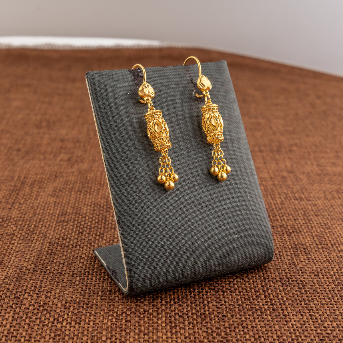 Barrel Shaped Earrings (D41) - 925 Silver & 24K Gold Plated - Falaq Jewellery Oman