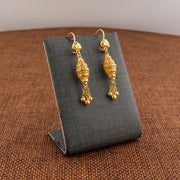 Barrel Shaped Earrings (D42) - 925 Silver & 24K Gold Plated - Falaq Jewellery Oman