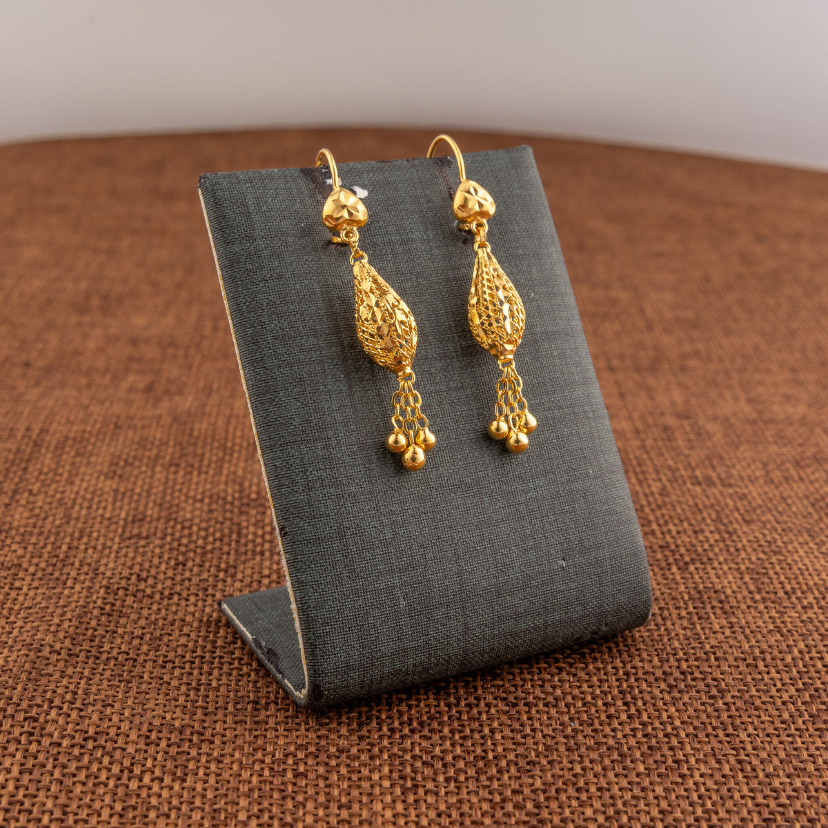 Barrel Shaped Earrings (D43) - 925 Silver & 24K Gold Plated - Falaq Jewellery Oman
