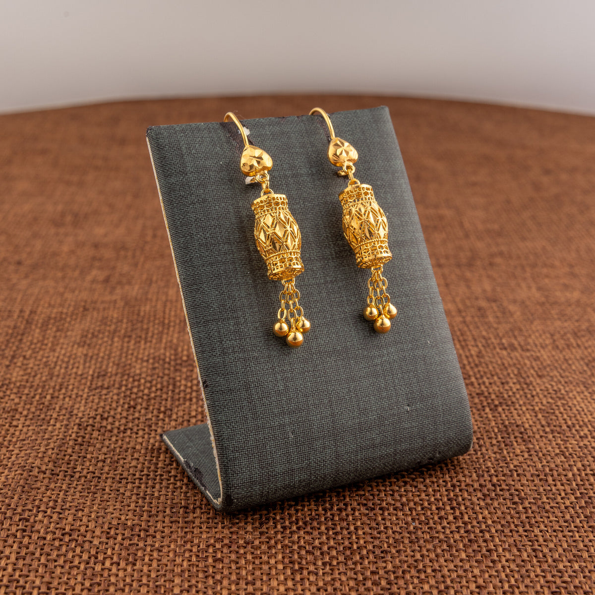 Barrel Shaped Earrings (D44) - 925 Silver & 24K Gold Plated - Falaq Jewellery Oman