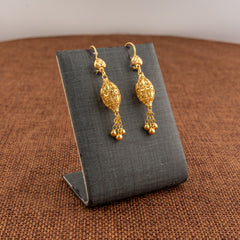 Barrel Shaped Earrings (D45) - 925 Silver & 24K Gold Plated - Falaq Jewellery Oman