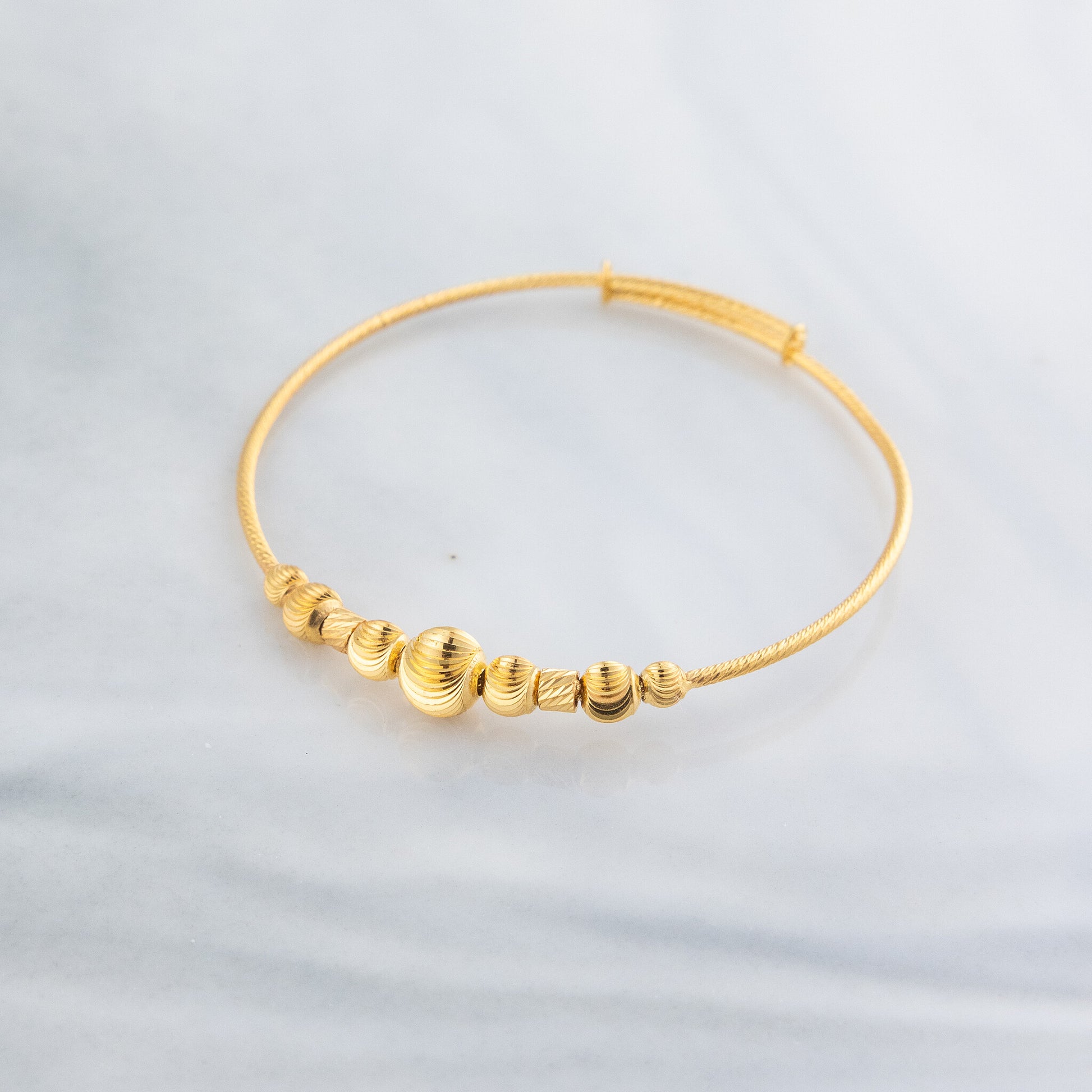 Beads Flex Kids Bangle (D186) - 925 Silver & 24K Gold Plated - Falaq Jewellery Oman