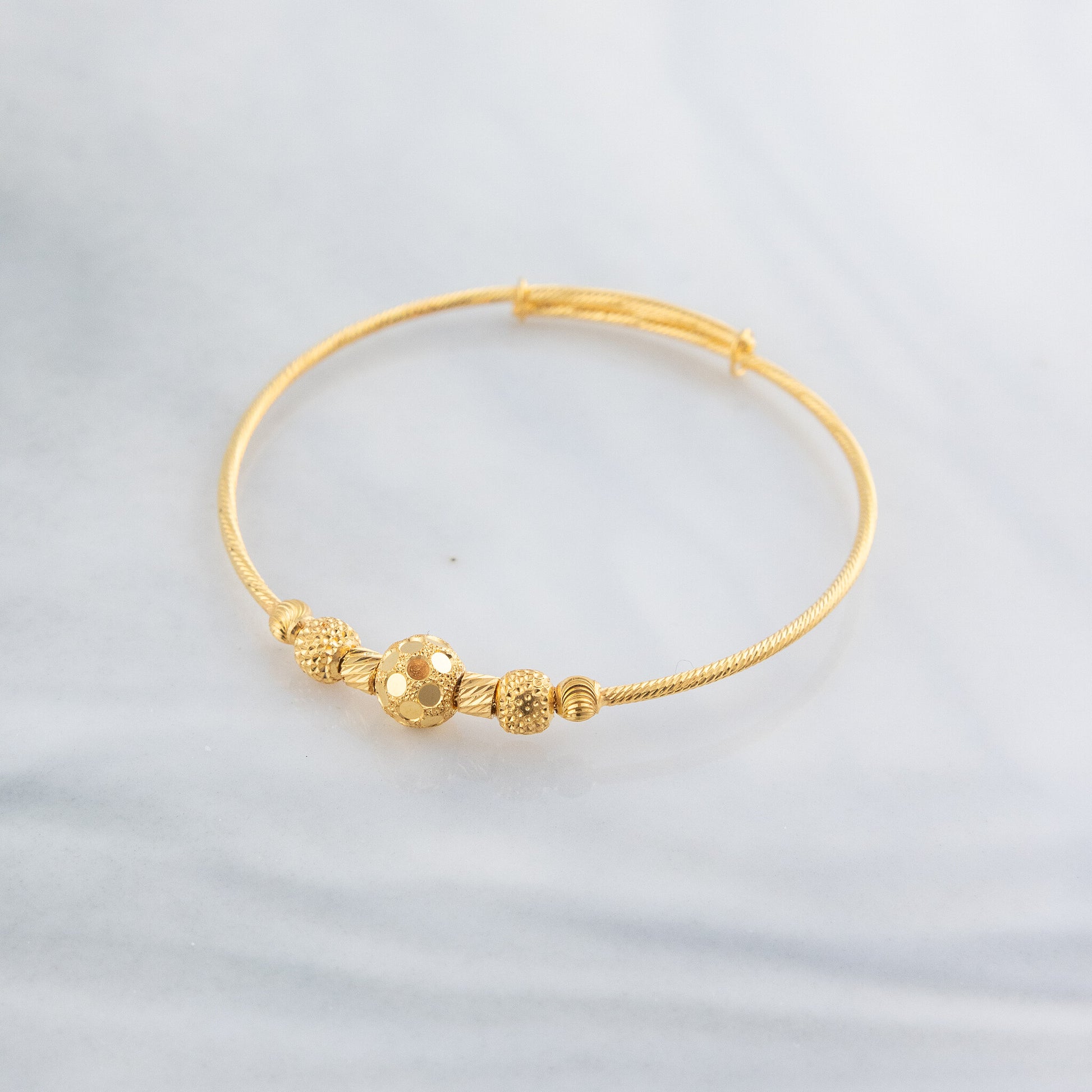 Beads Flex Kids Bangle (D187) - 925 Silver & 24K Gold Plated - Falaq Jewellery Oman